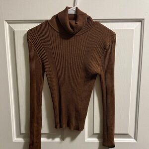 Lulu's Chocolate Ribbed Turtleneck Sweater